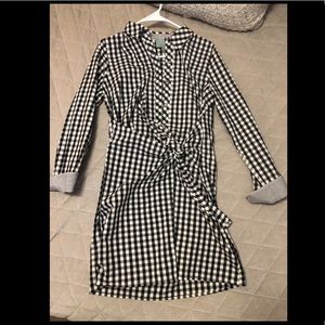 Tie front gingham dress